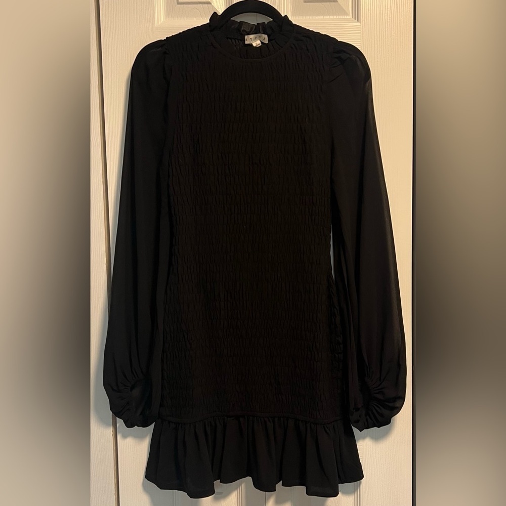 Women's Black Hyfve Smocked Long Sleeved Dress